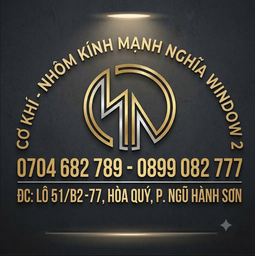 Biển hiệu thương hiệu Cơ Khí Mạnh Nghĩa Đà Nẵng mạ vàng sang trọng